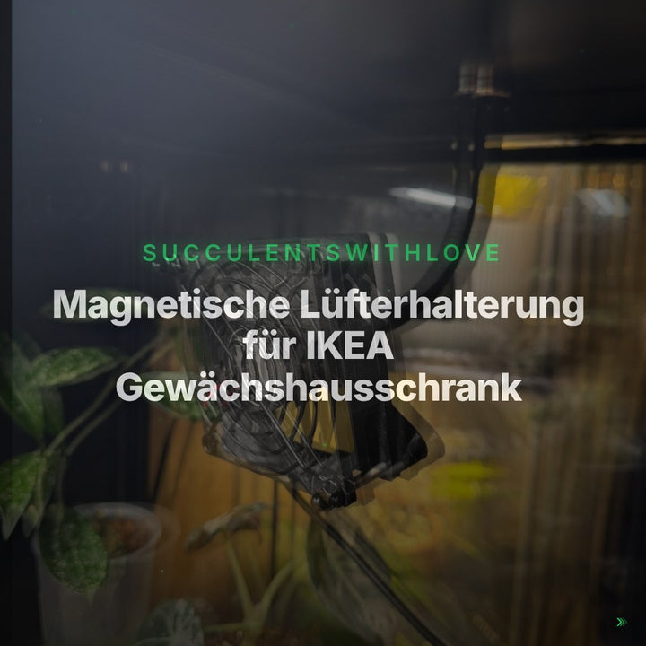 Magnetische Lüfterhalterung für IKEA Gewächshausschrank, Flexarm Fan Mount für Milsbo Fabrikör Detolf, 25 mm Lüfter, optional mit USB Lüfter – Clean Showcase